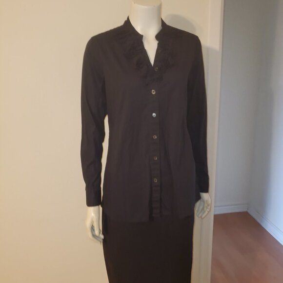 NYDJ NxD Black Victorian Button Up Shirt || EUC Small - Picture 2 of 10